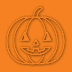 Festive Autumn Pumpkin Icon with Carved Face Design