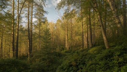 Obraz premium Woodland area in a coastal region during summer with natural textures and scenery