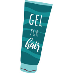 Teal Blue Hair Gel Tube With Wavy Pattern And White Text Gel For Hair On A Transparent Background