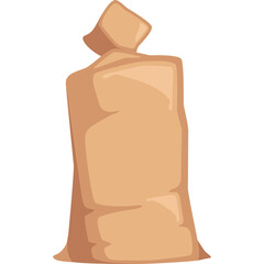 Tall Tan Burlap Sack Tied At The Top Full Of Contents Isolated On White Background