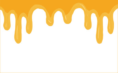 Melting cheese drip background. Smooth cheddar sauce pattern. Minimal liquid dairy splash texture for food design. Tasty snack topping abstract illustration wallpaper.