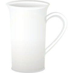 Tall White Ceramic Mug With Handle On Transparent Background Ideal For Beverages Like Coffee Tea Or...