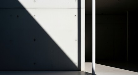 Minimalist Concrete Wall with Light and Shadow Architecture Design Urban Space Exterior Building Gray Scale Modern Structure Geometric Form