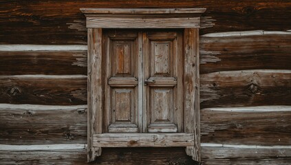 Old-fashioned wooden window paired with a timber door