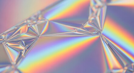 Abstract Prism Light Dispersion Rainbow Texture Geometric Pattern Facets Holographic Effect Crystal Surface Background Iridescent Foil Gradient