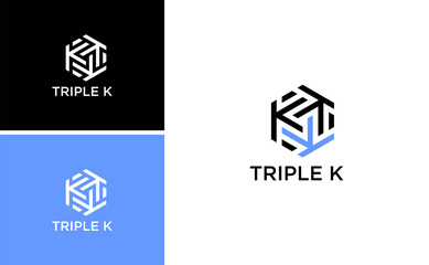 Abstract triple K initial logo, modern minimalist letter design for brand identity, creative geometric concept suitable for tech, finance, and digital company