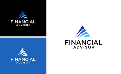 Financial advisor logo design, modern finance and investment vector concept with arrow growth, accounting chart, business consulting and corporate identity symbol