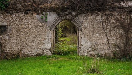 Dilapidated Tudor Brick Wall