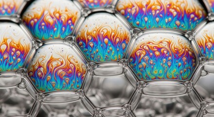 Soap Bubble Texture Iridescent Pattern Close Up Abstract Liquid Surface Background
