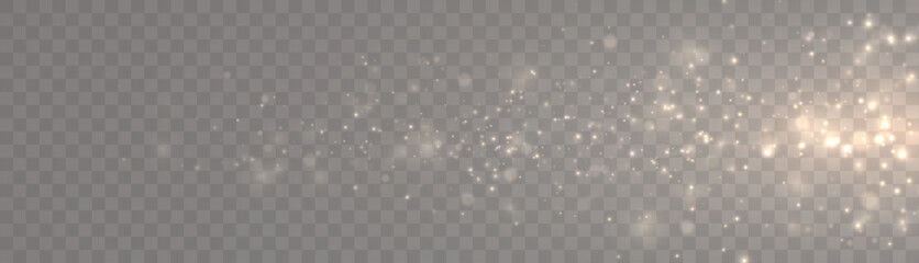 Glowing light effect with lots of glitter particles and stars. For Christmas and New Year design. Vector star cloud with dust.	