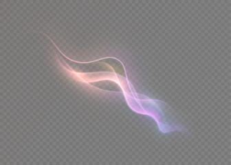 A glowing wave-like light trail in soft pastel gradients on a transparent background. A light, airy effect for magical scenes, game interfaces, decorative lighting, and fantasy compositions.
