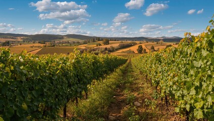 Grapevine cultivation in natural surroundings during the summer and fall seasons