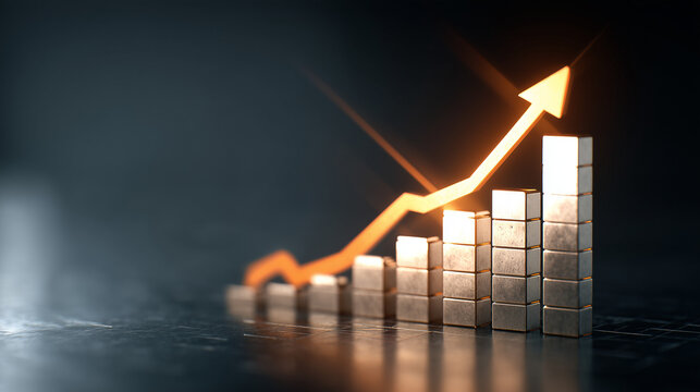 Upward financial graph symbolizing positive performance, increasing profits, market strength and strategic business growth.