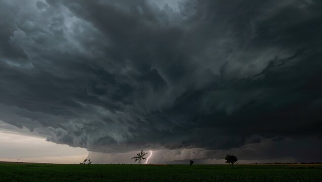 Ominous Heavy Clouds Signaling an Impending Thunderstorm and Downpour