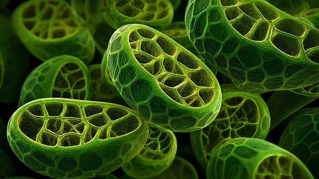 Hyper realistic chloroplast stacking inside plant mesophyll cells