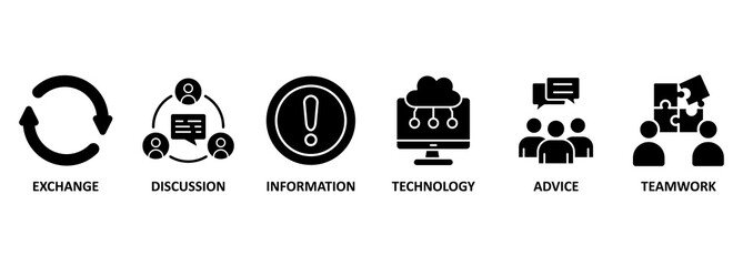 Banner communication concept. Icons and keywords