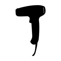 A minimalist silhouette of a barcode scanner for point of sale systems