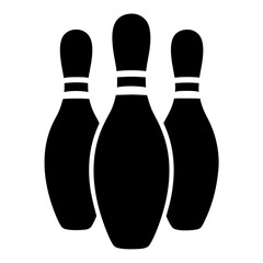 Three Bowling Pins in Black Silhouette Illustration for Game Night