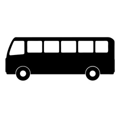 Simple black and white bus icon perfect for transportation design and graphics