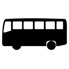 Black and white silhouette of a passenger bus with several windows