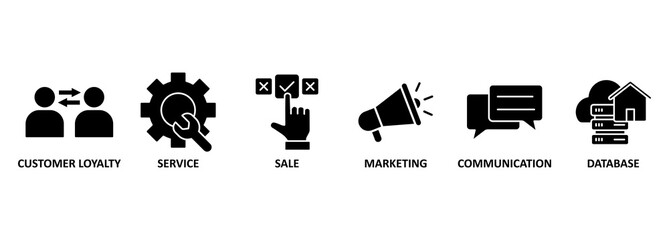 Customer relationship management, concept. Vector Illustration with icons