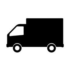 Silhouette Illustration of a Two Axle Delivery Truck With Box Body