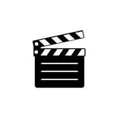 Black Clapperboard Icon &ndash; Film, Movie, Cinema, Director, Slate, Vector, Minimalist
