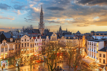 Fototapeta premium Brussels, Belgium Skyline with the Town Hall