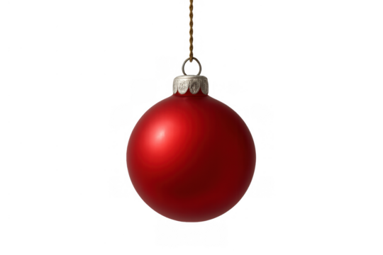 Christmas red bauble ornament hanging, festive holiday season decoration, celebrating winter new year eve - Powered by Adobe