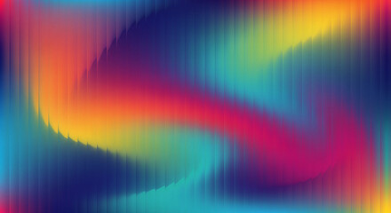 Vibrant abstract pixelated gradient flowing through a dark background with swirling rainbow colors
