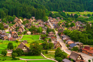 Shirakawa, Japan at Twilight