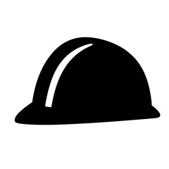 Black hard hat construction worker safety equipment on a white background