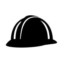 Black silhouette of a hard hat isolated on a white background