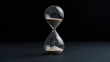 Granules of sand flowing inside an hourglass timer