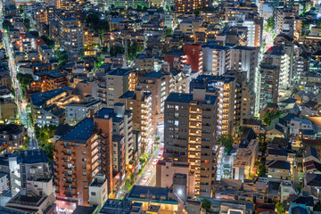 Naklejka premium Tokyo, Japan financial district cityscape from Setagaya