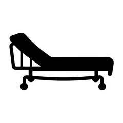 Illustration of a medical examination table with adjustable head rest