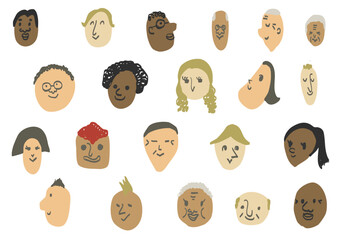 People's face illustration set 01