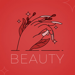 Simple monoline clean and modern nail studio logo concept for beauty business
