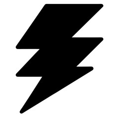 Simple black lightning bolt or flash icon on white background for design