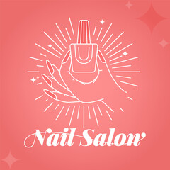Simple line stylish nail polish logo for salon branding and cosmetic identity