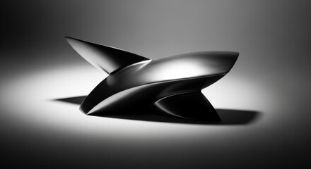 Abstract Metallic Sculpture Art Piece Modern Design Object Minimalist Style Creative Shape Shiny Surface Smooth Finish
