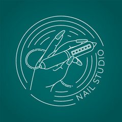 Simple monoline nail art logo concept for cosmetic and beauty service template