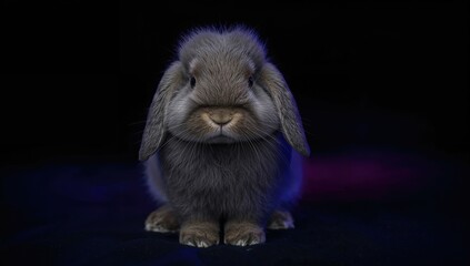 Adorable Lop-Eared Bunny in Low Light