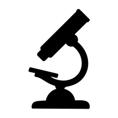 Simplified black silhouette illustration of a microscope for scientific exploration