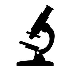 Black silhouette of a microscope isolated on white background for scientific research