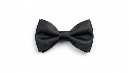 Isolated black bow tie on a white surface, suitable for formal attire, focus on elegance