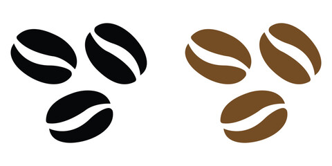 Coffee Bean Icon Set – Flat Vector Design of Arabic Roasted Coffee Seeds on White Background