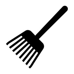 A Simple Black Silhouette Illustration of a Plastic Garden Rake