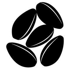 Stylized Black and White Image of a Cluster of Seeds or Grains