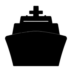 Silhouette of a majestic cruise ship sailing on the open sea water © PixelArtBox